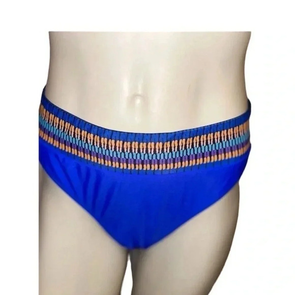 Women's Blue Triangle Bikini Set w/ Contrasts Trim Size M High-Waisted - Picture 6 of 13